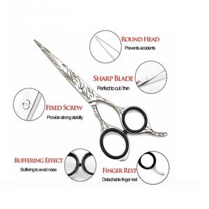 Ciseaux de coiffure professionnels MORJE en acier inoxydable 440C, pointe aiguisée, pour droitiers, manche moyen, poignée en caoutchouc - Product Image 2