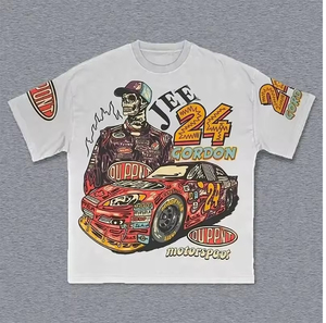 T-shirt noir surdimensionné pour homme avec impression du numéro 72 blanc, manches courtes, bordure contrastée, jersey décontracté en coton - Product Image 2
