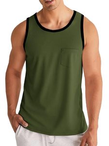 Men's Vests Knitted 100% Cotton Custom Solid Vintage Printing Sleeveless Acid Wash Eco-Friendly Breathable Crew Neck Tank Top - Product Image 1
