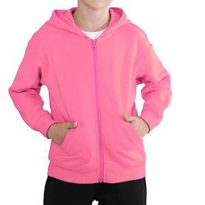เสื้อฮู้ดดี้เด็กคุณภาพสูงทรงโอเวอร์ไซส์ คอลเลคชั่นฤดูหนาว สีชมพูสดใส แบบมีซิป สไตล์วัยรุ่น ผ้าฟลีซเนื้อนุ่มหรูหรา - Product Image 5