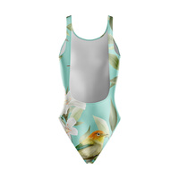 Maillot de bain une pièce personnalisé pour femme, imprimé floral, col rond, extensible dans les quatre sens, en spandex et polyester