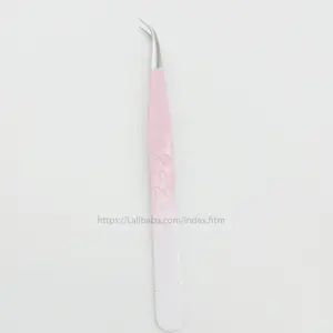 Wholesale Eyelash extension tweezer color light pink color back white silver with high quality eyelash tool kits lash tweezers