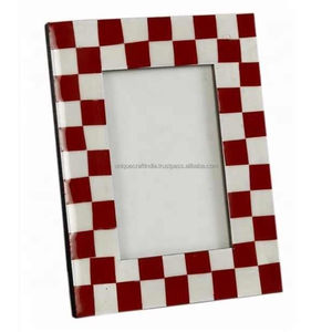 Handcrafted Wooden <b>Photo</b> <b>Frame</b> with Black <b>Red</b> Resin Inlay Linear Design Decorative Tabletop Decor - Product Image 4