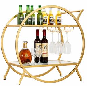 Chariot de bar moderne en métal, chariot à boissons roulant, mobilier de bar de luxe pour la maison, restaurant, hôtel, collection de service de boissons, acier noir - Product Image 1