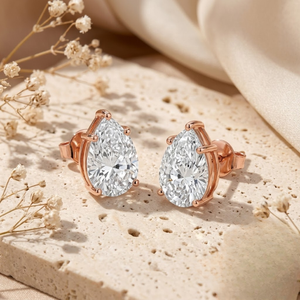 Pendientes de Diamante Solitario Corte Pera Alargado de Oro de 14K, Directo de Fábrica, Joyería Fina Premium - Product Image 1