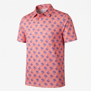 เสื้อโปโลพิมพ์ลายฮาวายสำหรับผู้ชาย แขนสั้น คอปก ผ้าถัก เหมาะสำหรับกอล์ฟและวันหยุดพักผ่อน รับสกรีนโลโก้ - Product Image 1
