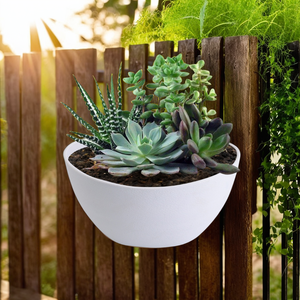 กระถางดอกไม้ครึ่งวงกลมติดผนัง, ตะกร้าแขวนพลาสติกสำหรับระเบียง, สวน, ในร่มและกลางแจ้งตกแต่งบ้าน - Product Image 6