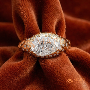 Luxury 14K Gold Marquise Shape Diamond <b>Statement</b> <b>Ring</b> with Round Cut Side Stones for Women - Product Image 1