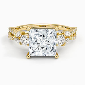 แหวนเพชรทรงปรินเซสคัทสามเม็ด ทองคำขาว 14K เพชรเลี้ยงในห้องปฏิบัติการ รับรองโดย IGI แหวนแต่งงานสำหรับผู้หญิง อินเดีย - Product Image 1