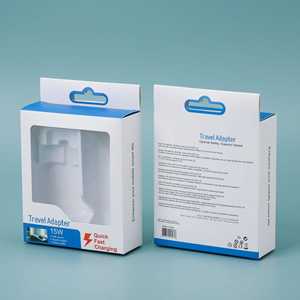 Caja de embalaje de cartón plegable para adaptador de viaje con cargador ecológico personalizable de 15W, adecuada para productos electrónicos de consumo. - Product Image 4