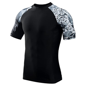 Men Rash Guard T <b>Shirt</b> <b>Compression</b> Short Sleeve Swim <b>Shirt</b> UV Protection Quick Dry OEM Manufacturer - Product Image 4