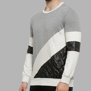 Sweat-shirt en molleton français pour homme, 300 GSM, patchwork coloré, col rond matelassé, fabricant de vêtements OEM - Product Image 3