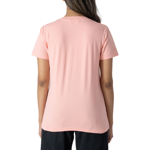 Camiseta de Cuello en V para Mujer, Color Rosa Sólido, Manga Corta, Informal, de Algodón Jersey, Transpirable, Corte Regular, para Primavera/Verano - Product Image 6