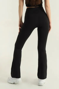 Leggings de yoga pour femmes de qualité supérieure, coupe évasée, longueur intégrale, écologiques, couleur unie, logo personnalisé, cordon de serrage, taille haute, sans couture - Product Image 3
