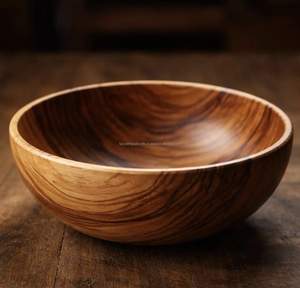Bol à salade et à fruits classique en bois d'acacia massif, vaisselle écologique, couleur personnalisable, artisanat, bol à pâte - Product Image 4