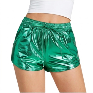 Shorts moulants vintage pour femme à taille élastique, brillants, avec poches, style hip-hop, pour la danse, à lacets – Grande Vente - Product Image 4