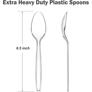 100 Cucchiai Monouso Senza BPA in Plastica Trasparente, Resistenti al Calore e Robusti, Confezione Convenienza - Product Image 1