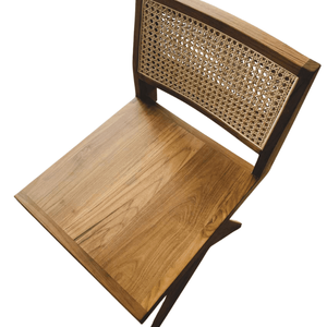 Chaise de salle à manger en teck Zenoa avec assise en corde de rotin, chaise d'appoint en bois massif pour salle à manger et usage extérieur - Product Image 5