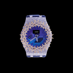 <span class=keywords><strong>Reloj</strong></span> Deportivo de Lujo Justhira Unisex con Moissanita VVS Personalizada, Resistente al Agua 3BAR, Correa de Cuero Azul, Precio de Fábrica - Product Image 1