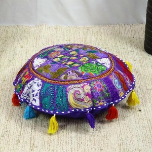 Handmade Embroidered Patchwork <b>Floor</b> Cushion <b>Cover</b> - Product Image 4