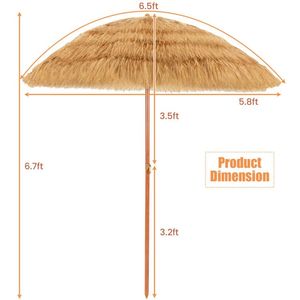 Parasol de plage Tiki portable de 6,5 pieds avec inclinaison réglable, parasol en chaume artisanal portable pour la protection solaire - Product Image 5