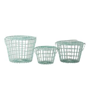 Vente en gros de panier à 3 fils en métal nordique vert pour le rangement, panier bleu mat de couleur meilleure vente - Product Image 1