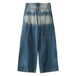 Custom Embroidery Stonewashed Button Acid High Street-style Unisex Baggy Jeans Casual High-quality Loose-fitting Distress Denim - Product Image 2