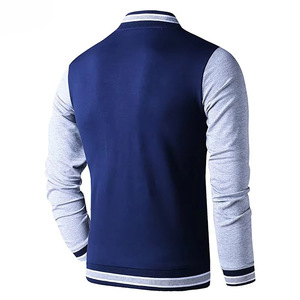 Custom Navy Blue Heather Grey Fleece Varsity <b>Jacket</b> Men Letterman Baseball <b>Jacket</b> OEM ODM Manufacturer - Product Image 4