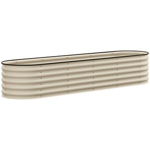 Kit per Aiuola Rialzata Zincata 2,4m x 0,6m x 0,4m con Fioriera in Metallo e Bordo di Sicurezza Color Crema - Product Image 1