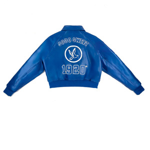 เสื้อแจ็คเก็ตบอมเบอร์หนัง PU ของชมรมเซต้าฟิเบต้า  ลายปักตัวอักษรกรีก สไตล์สตรีทแวร์ สีน้ำเงิน สำหรับฤดูหนาว เหมาะสำหรับทั้งชายและหญิง - Product Image 4