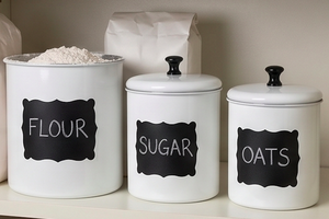 White Round Metal Food <b>Storage</b> Container With Chalkboard Label Airtight Lid For Coffee Beans And <b>Kitchen</b> <b>Storage</b> Use - Product Image 4