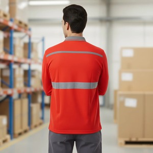 Camisa de Trabajo de Alta Visibilidad para Hombre al por Mayor, Color Caqui con Rayas Reflectantes, Mangas Largas, Camisa de Seguridad - Product Image 5