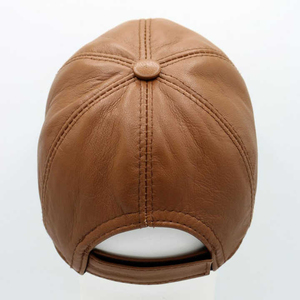 Casquette de baseball en cuir PU marron, 6 panneaux, réglable, unisexe, décontractée, couleur unie, toutes saisons, taille adulte - Product Image 2