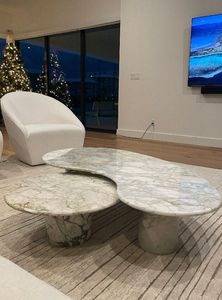 Elegant Farmhouse Marble Coffee <b>Table</b> with Gold Finish Frame Natural Stone Vanity <b>Top</b> Hotel Use Resin Construction - Product Image 3