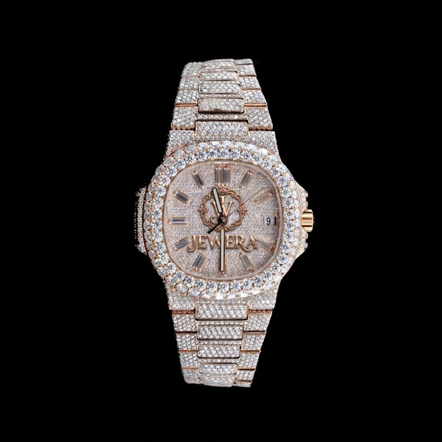 High Quality Luxury Stainless Steel Analog Custom Design Fully Iced Diamond Moissanite Mechanical Movement Watches for Men Best