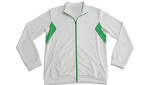 Veste unisexe à fermeture éclair, blanche et verte, à blocs de couleur, manches longues, respirante, coupe classique, pour adultes, toutes saisons, vêtements de sport - Product Image 1