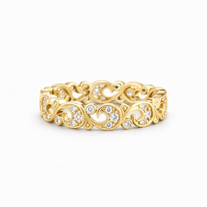 Bague en or massif 10K 14K 18K avec diamants de laboratoire ronds certifiés IGI, couleur DEF, clarté VS VVS, style éternité complète et motif tourbillon. - Product Image 3