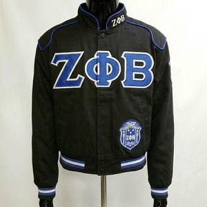 Zeta Phi Beta Sorority Varsity Jacket Women Blue Embroidered Greek Letter College Wear Full Sleeve Turn-down Collar - Product Image 3