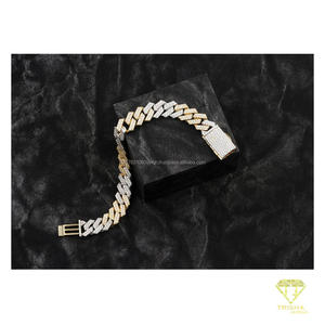 Luxury Two Tone Chevron Link Moissanite Bracelet with VVS <b>Diamond</b> <b>Simulant</b> Stones and Fully Iced Out Designer - Product Image 2