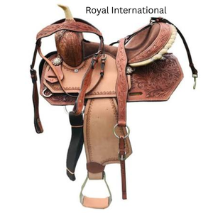 Silla de Montar Occidental de Cuero Marrón Hecha a Mano de Primera Calidad, Tallada, para Equitación, con Asiento Acolchado Cómodo y Duradero para Rancho - Product Image 1