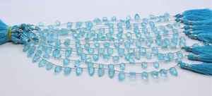 Cuentas de topacio azul cielo talladas a mano con forma de hoja, cuentas talladas de topacio azul de 6-8 mm a 7-11 mm, cuentas de piedras preciosas de topacio azul para la fabricación de joyas. - Product Image 5