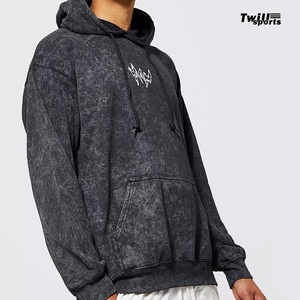 Custom Vintage Distressed Oversized French Terry Men's <b>Hoodie</b> Wholesale No <b>Strings</b> Hooded Autumn Digital Washed Sweatshirts - Product Image 4