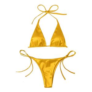Ensemble bikini 2 pièces sexy pour femme, couleur unie, grande taille, style unique, broderie logo personnalisée OEM, nouveau design, respirant, personnalisable - Product Image 5