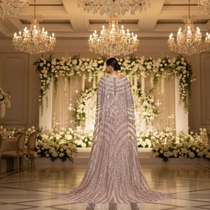 Vestido de Noche de Encaje de Alta Calidad con Escote Profundo en V |   Vestido de Gala Largo de Lujo para Bodas y Ocasiones Especiales para Mujer - Product Image 3