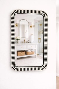 MDF Resin Leaf Design Custom Modern Hexagon Resin Wall Hanging <b>Mirror</b> <b>Frame</b> Handmade for Home Decor-for Bedroom Bathroom - Product Image 3