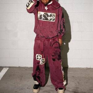 Ropa Deportiva al por Mayor para Hombre, 100% Algodón de Alto Gramaje, con Logotipo Personalizado Impreso, 'Powder Puff', Cremallera Completa, Transpirable, Diseño de Cintura Alta - Product Image 5