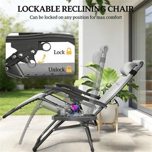 Sedia Pieghevole a 2 Pezzi Grigio Chiaro per Uso Esterno in Cortile - Arredamento da Patio - Product Image 2