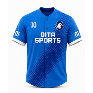 Camiseta de Béisbol Azul Rey y Blanca – Camiseta de Béisbol Personalizada para Equipo, Absorbente de Humedad, con Botones al Frente, Ropa Deportiva - Product Image 1