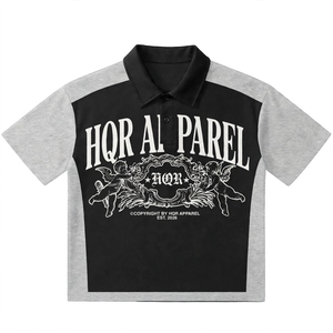 HQR APPAREL Chemise Homme Noire à Manches Courtes avec Logo Imprimé sur le Devant, Bordure Contrastante, Coupe Classique, en Jersey de Coton Respirant et Décontracté - Product Image 6