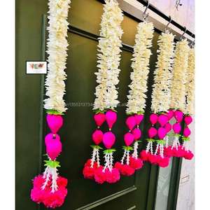 Guirnalda de Capullos de Loto y Jazmín, Plástico Multicolor, 3 pies de Largo, Ecológica, Hecha a Mano, Decoración para Puerta Principal del Hogar, Oficina, Boda - Product Image 1